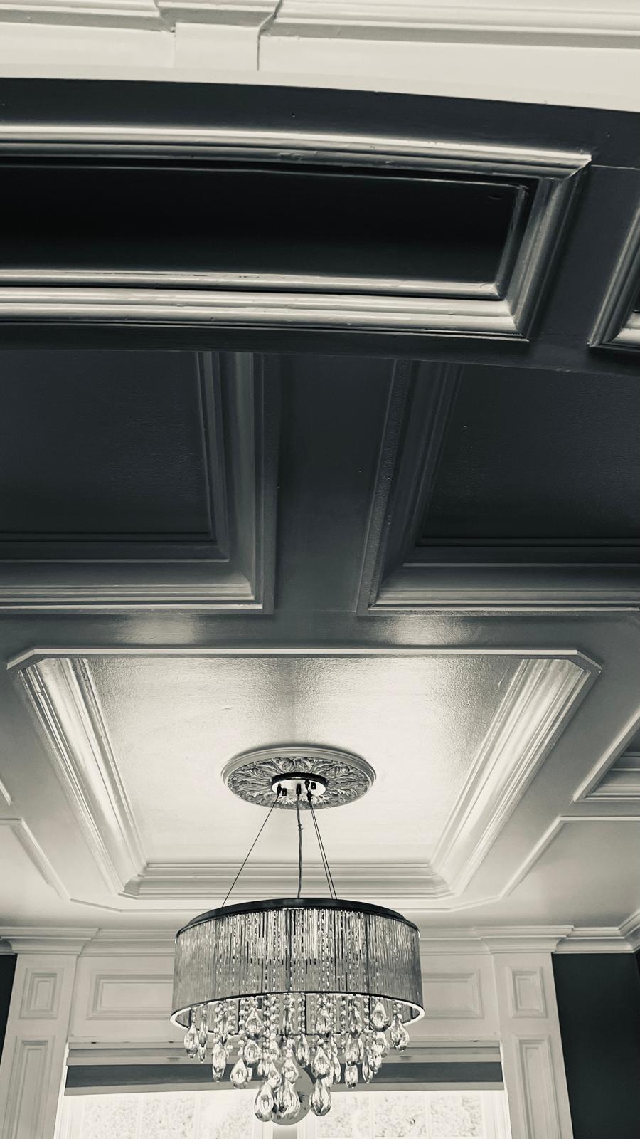 Techo artesonado en tono oscuro